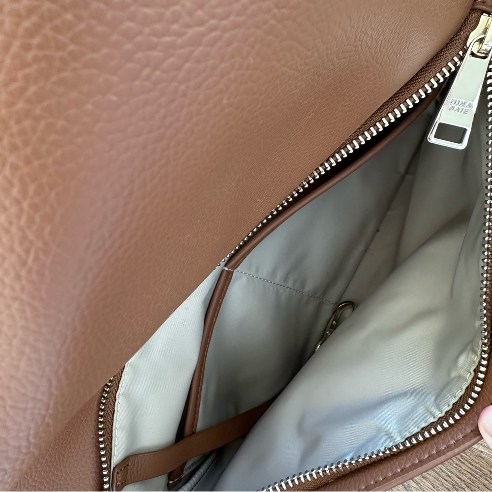 Mina Baie Stevie Terra Tan Vegan Leather Backpack Shoulder Diaper Bag + Add-Ons - Picture 7 of 14